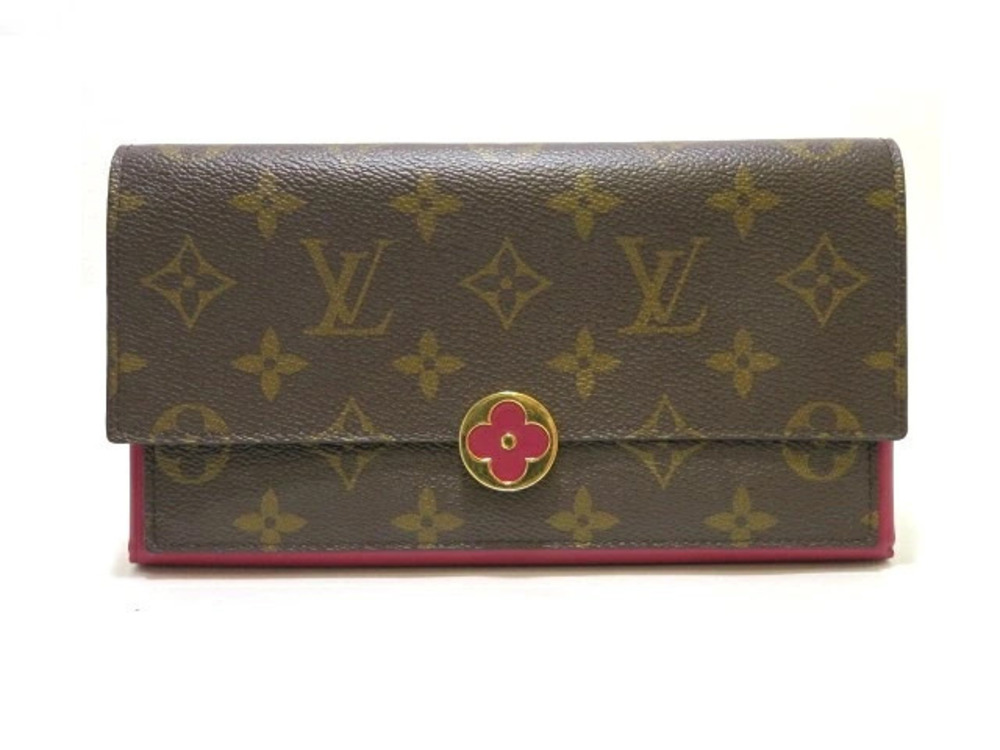LOUIS VUITTON Wallet Accessories Long Portefeuille Flore Monogram Fuschia Pink